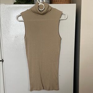 Michael Stars Tan Sleeveless Turtleneck Top